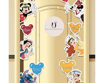 All Disney characters Cruise magnet, Balloon Mickey & friends Toy Story Princess Stitch Disney cruise line magnet, Family Cruise door magnet