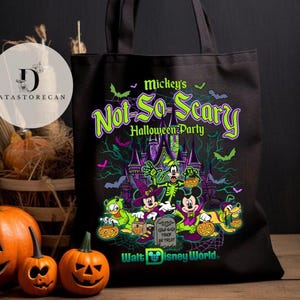 Halloween Mickey's Not So Scary Tote bag, Disney world Halloween party Mickey & friends Bag, Eco Tote Bag Halloween trip Trick ot treat