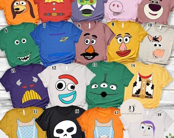 All characters Toy Story Disney shirt, Woody Buzz Lightyear Jessie Bo peep Slinky Potato Family group matching shirts, WDW Disneyland trip