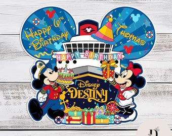 Personalized Mickey Minnie Happy Birthday Party Disney Cruise Line Magnet, Best Birthday Cruise ever stateroom door decoration