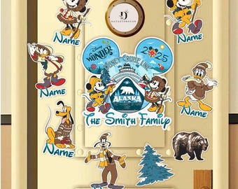 Personalized Disney Alaska Cruise magnet, Mickey & friends Disney Cruise Line magnet, Disney Wonder Family cruise door magnet decorations