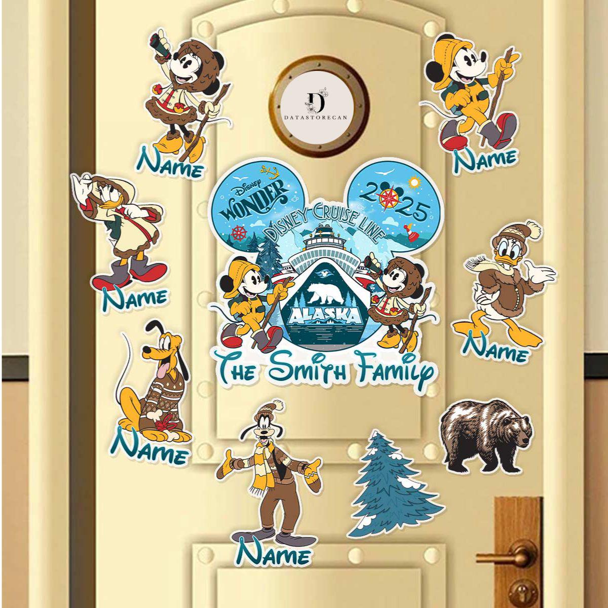 Personalized Disney Alaska Cruise magnet, Mickey & friends Disney Cruise Line magnet, Disney Wonder Family cruise door magnet decorations