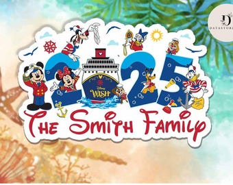 Personalized Disney Cruise Line 2025 Magnet, Mickey and friends Family Cruise Magnet, Family sign Disney Wish Dream Treasure Fantasy magnet