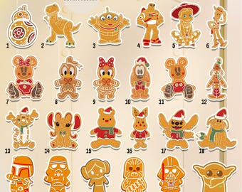 All characters Disney gingerbread Christmas cruise magnet, Very Merrytime Christmas Cruise magnet, Mickey Toy Story Stitch Cruise magnet
