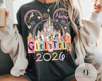 Personalized Disney Princess Girl's trip 2026 shirt, WDW Disneyland Magic Kingdom shirt, Best friends Bestie Sisters matching shirts