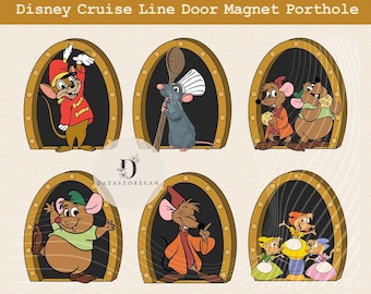 Personalized Disney mouse porthole magnet, Mouse hole magnet, Disney Cruise Line Magnet, Gus Gus Remy Timothy Cinderella mouse magnet