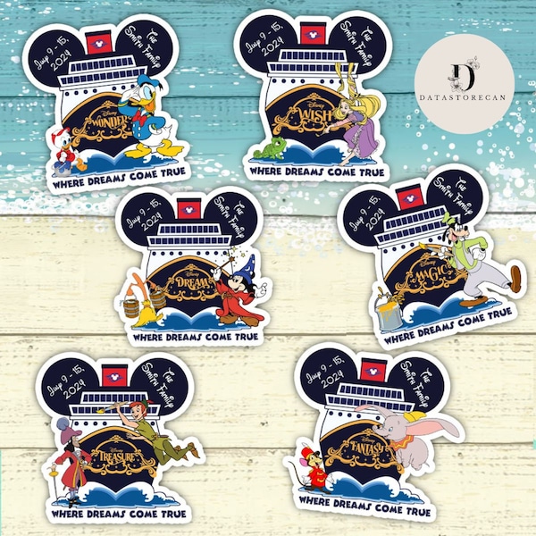 Custom Family & Cruise Ship Name Disney Cruise Line Magnet, Mickey and friends Disney Magnet, Family sign Disney Wish Dream Treasure magnet