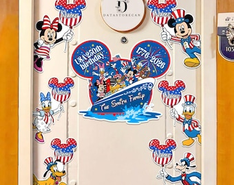 Personalized Disney 4th of July 2026 Cruise magnet, 250th USA Birthday Mickey & friends Independence day Family patriotic USA Flag magnet