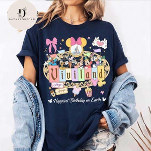 Personalized Mickey & friends Birthday Girl shirt, Custom Name Happiest Birthday on earth WDW Disneyland matching shirt 画像 8
