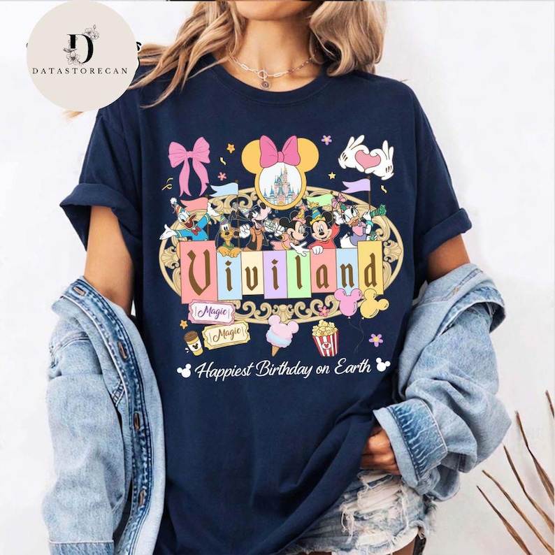 Personalized Mickey & friends Birthday Girl shirt, Custom Name Happiest Birthday on earth WDW Disneyland matching shirt 画像 8