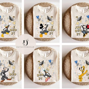Personalized Disney Graduate 2025 shirt, I did it Mickey & friends Grad nite group matching shirts, WDW Disneyland Graduate Graduation shirt