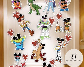 All characters Toy Story Disney Cruise Line magnet, Sunglasses & Mickey balloon Woody Buzz Lightyear Jessie Hamm Slinky Cruise trip magnet