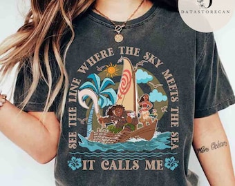 Moana Disney shirt, The sea it calls me Moana 2 shirt, Moana Maui vintage shirt, Disney trip princess shirt, Disney Cruise Line shirt