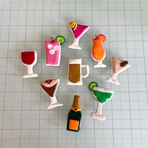 Handmade Clay Refrigerator Magnets | Adult Beverage Collection