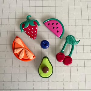 Handmade Clay Refrigerator Magnets | Fruit Collection