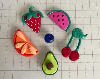 Handmade Clay Refrigerator Magnets | Fruit Collection