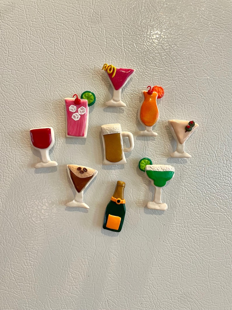 Handmade Clay Refrigerator Magnets | Adult Beverage Collection - Etsy