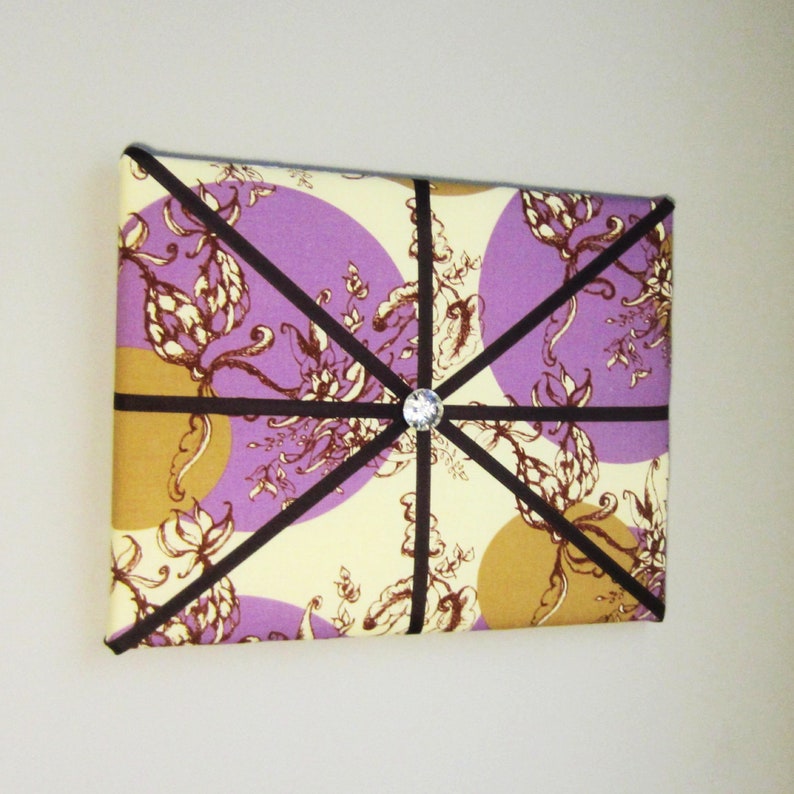 11x14 French Memory Board or Bow Holder Cream Brown Purple Treetop