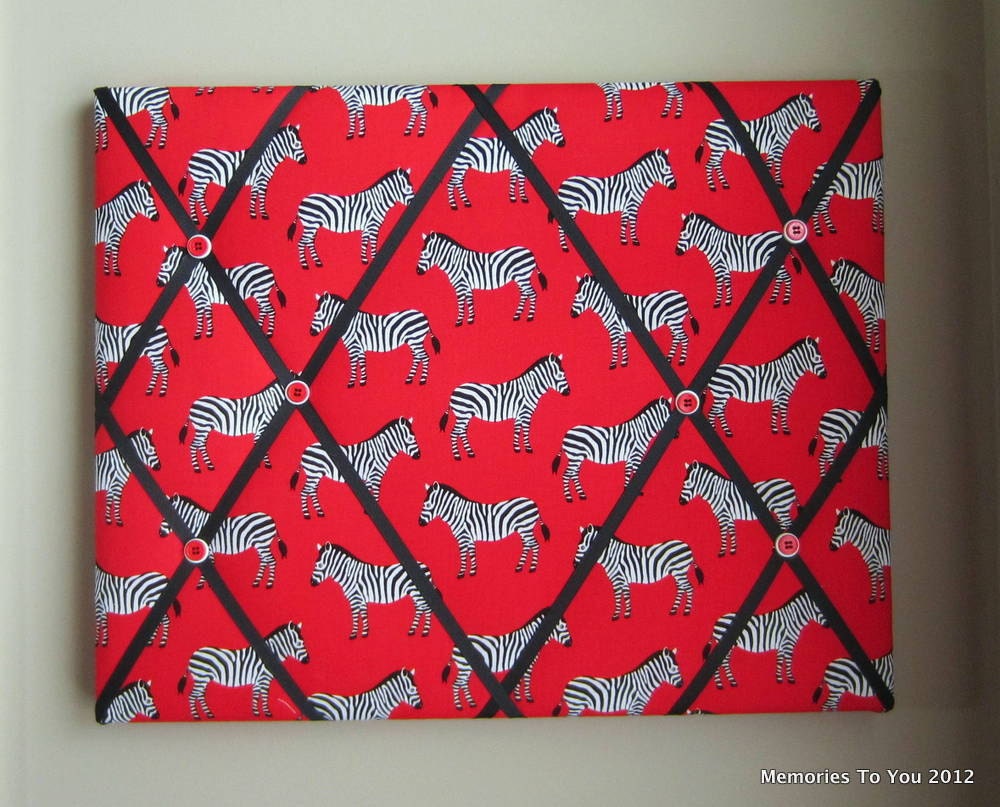 16x20 Red Zebra Memory Board, Bow Holder, Ribbon Board, Organizer