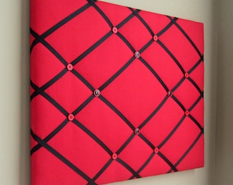 16"x20" French Memory Board, Bow Holder, Ribbon Board, Vision Board, Photograph Organizer, Business Card Organizer, Red and Black