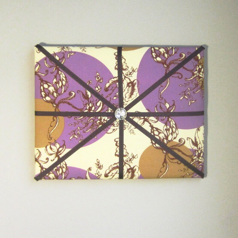 11x14 French Memory Board or Bow Holder Cream Brown Purple Treetop