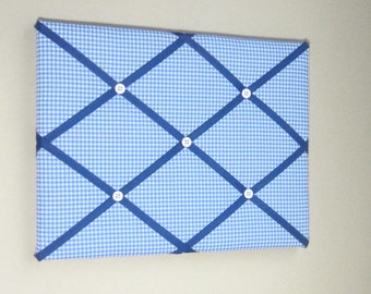 11"x14" Blue Gingham French Memory Board, Bow Holder, Bow Board, Vision Board, Photo Display, Business Card Display, Ribbon Board