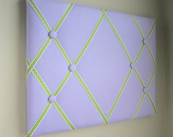 16"x20" French Memory Board, Bow Holder, Bow Board, Ribbon Board, Vision Board, Photograph Organizer, Lavender & Green Memory Board