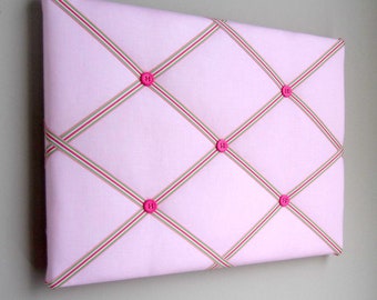 11"x14" Preppy Pink & Green French Memory Board, Bow Holder, Bow Board, Vision Board, Photo Display, Business Card Display, Ribbon Board