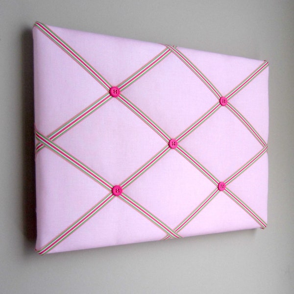 11"x14" Preppy Pink & Green French Memory Board, Bow Holder, Bow Board, Vision Board, Photo Display, Business Card Display, Ribbon Board