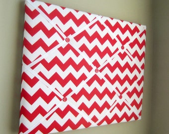 16x20 French Memory Board or Bow Holder, Ribbon Board, Photograph Organizer, Vision Board, Dream Board, Home Decor,Red Chevron