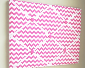 16"x20" French Memory Board Hot Pink Chevron, Vision Board, Dream Board, Memo Board, Photo Display, Ribbon Board, Bow Board, Bow Holder