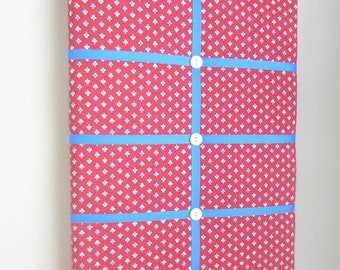 11"x14" Trefoil Ticking Red Memory Board Bow Holder Ribbon Board, Photo Display, Business Card Holder, Vision Board, Memo Board, Ribbon