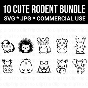 Pacchetto SVG roditori, contorni animali svg, clipart roditori, file cricut silhouette, capibara svg, ratto svg, download immediato, uso commerciale