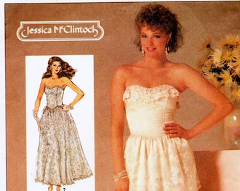 Vintage 1985 Simplicity 6883 Jessica McClintock Wedding Dress Sewing Pattern Size 6