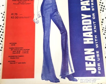Regular Misses Flared Pants for Knit or Stretch Fabric, 1973 Jean Hardy Patterns #350, Misses Hip Size 32-34-36-38-40-42, FF