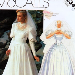 Vintage McCall's 2341 Priscilla, Elegant Misses Bridal Gown Sewing Pattern Size 10 Bust 32.5 image 1