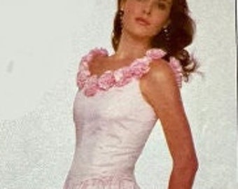 Vintage 1988 Simplicity 8481 Dress Sewing Pattern, Off-Shoulder, Bust 32.5"