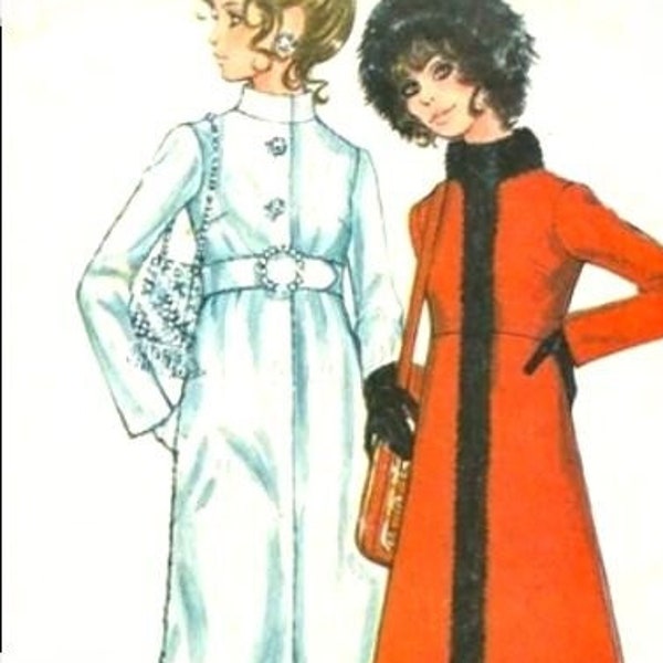 Vintage McCall's 2676 Junior Doctor Zhivago Style Maxi or Midi Coat Sewing Pattern Vintage 1970, Bust 31
