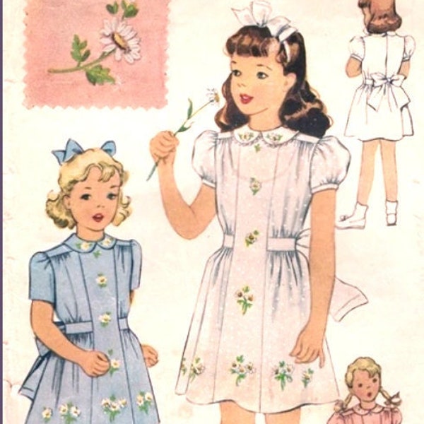 Flower Girl, Wedding Sewing Pattern McCall's 1028 Girls Vintage 40s Dress Size 6