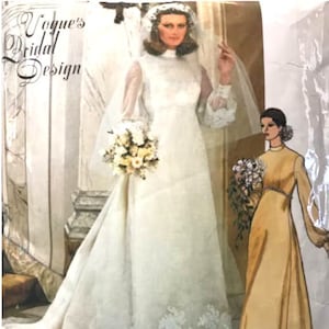 Vintage 80er Jahre Vogue Brautkleid Schnittmuster: Brautdesign 1488, Größe 10