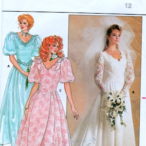 Vintage Wedding Dress Sewing Pattern: Butterick 3615, Size 12 Bust 34&quot;