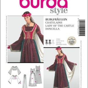 Burda 2509: Medieval Lady Gown & Hat Costume Sewing Pattern (Size 10-24)