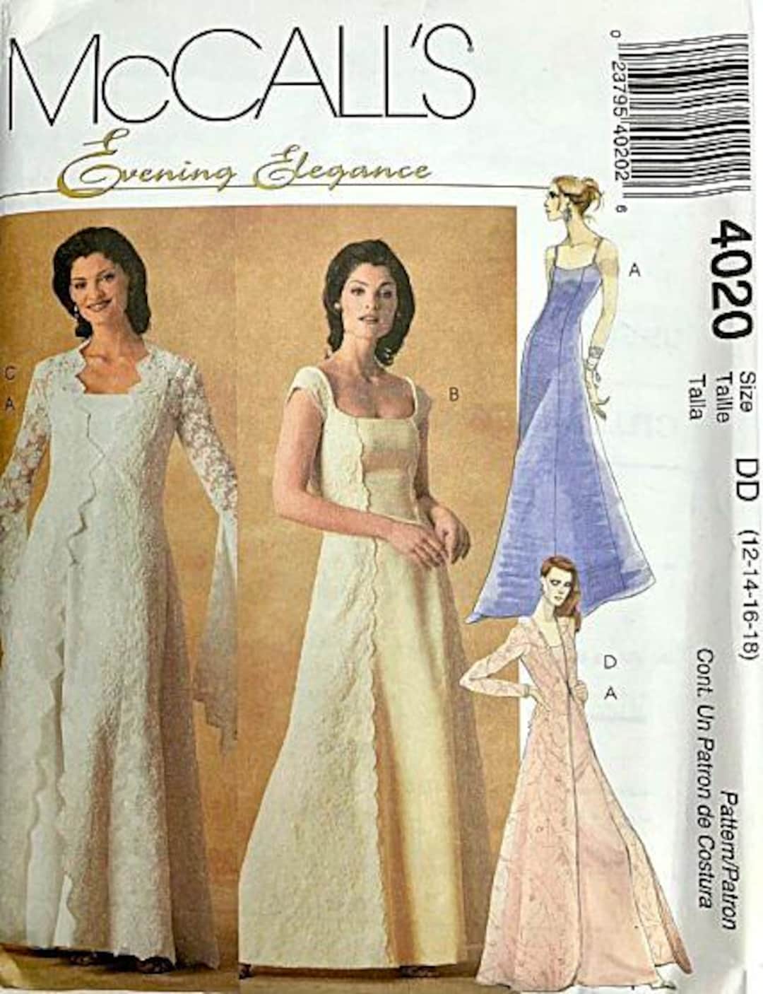 Vintage Mccall's Bridal Sewing Pattern 4020 80s Wedding Gown