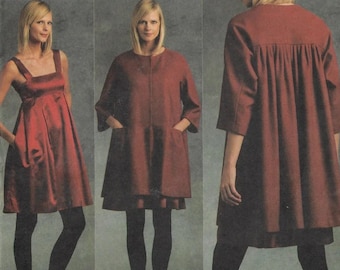 Vogue 1074 DKNY Misses Coat and Dress Sewing Pattern Size 6-8-10-12, Breast 30.5-34, FF