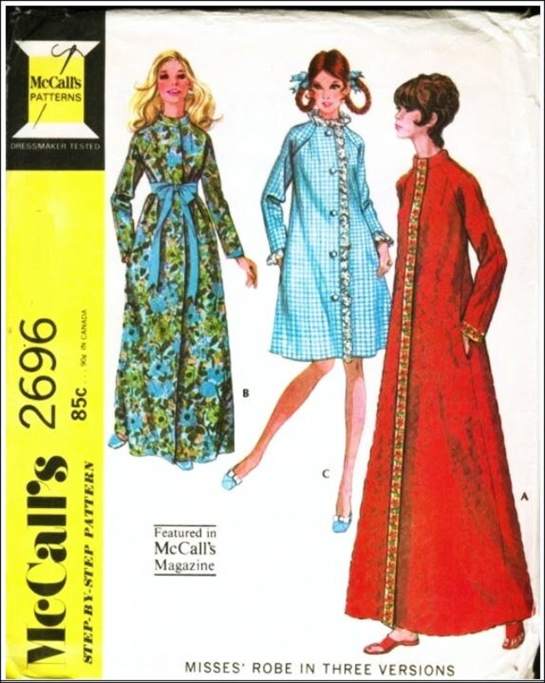 Vintage McCall's 2696 Front Button Coat with Lace, Sewing Pattern Vintage 1970, Bust 34-36 FF image 1
