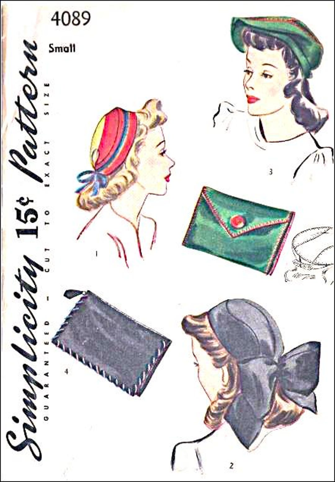 Simplicity Pattern 4089 Simplicity 4089 Misses' Accessories; Hats and Hand Bags CC Size Small ...