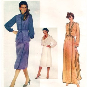 Vogue Designer 2097 Misses Front Wrap Skirt: Maxi or Midi, Long Sleeve Yoke Blouse and Vest, Vintage Sewing Pattern, Bill Blass Bust 38 image 2