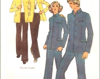 Simplicity 6285 Men's 1970's Tailored Nero Jacket and Straight Leg Pants with Cuff Sewing Pattern Size 40 Waist 34