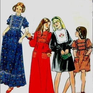 1970's Girls Cottagecore Dress Vintage Sewing Pattern Size 8, Breast 27 image 2