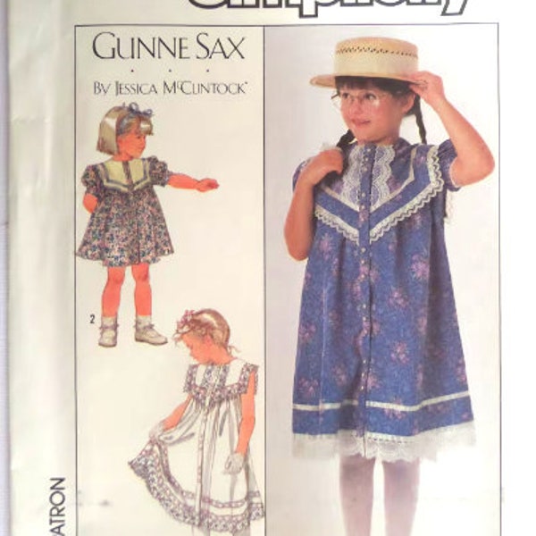 Jessica McClintock, Gunne Sax, Vintage  Girl's Yoked Dress  Simplicity 8522,  Girls 6, Front Button Dress, Sewing Patterns,  Sz 6 FF